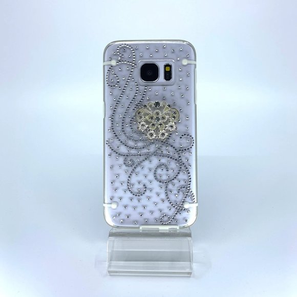 Galaxy S7 polycarbonate case. Unique. Handmade. Silver rhinestones. - Picture 1 of 1